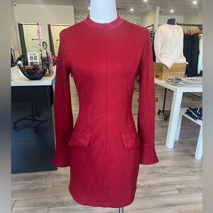 Elegant Long Sleeve Red Dress